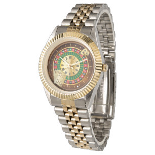 Roulette wiel en kaarten tweekleurige armband horl horloge