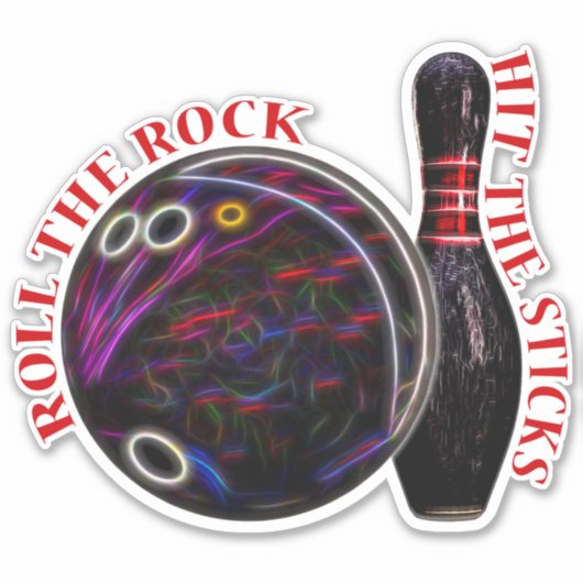 Roulez dans le rocher, Bowling Ball & Pin, Sticker (Devant)