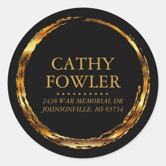 Round Address Grungy Gold et Black Étiquettes (Devant)
