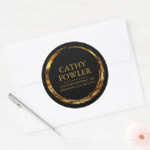 Round Address Grungy Gold et Black Étiquettes (Enveloppe)
