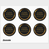Round Address Grungy Gold et Black Étiquettes (Feuille)