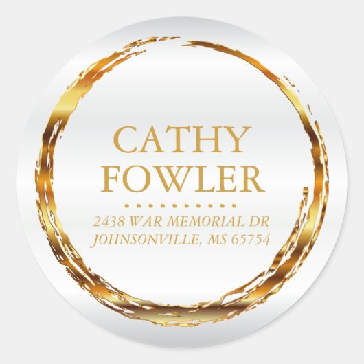 Round Address Grungy Gold et Étiquettes blancs (Devant)