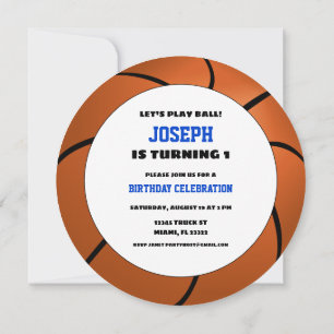Round Basketball Ball Birthday Uitnodiging