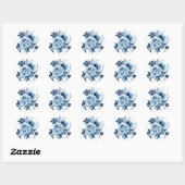 Round Blue Floral Sticker Envelope Seal (Vel)