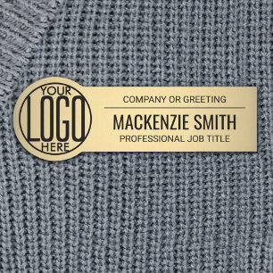 Round Business Logo Gold Color Plastic Medewerker Naamplaatje