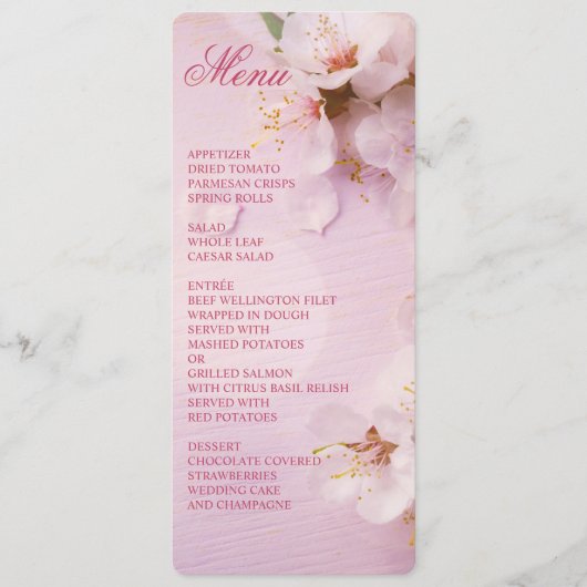 Round Cherry Blossom Élégant Menu Mariage (Devant)