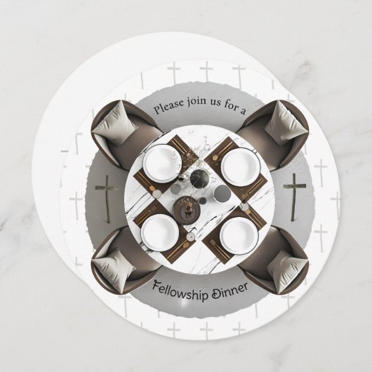 Round Christian Fellowship Dinner Invitation (Devant / Derrière)