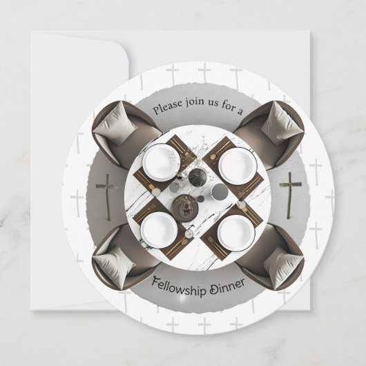 Round Christian Fellowship Dinner Invitation (Devant)