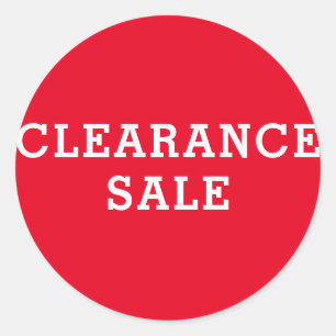Round Clearance Sale Rood en wit Ronde Sticker