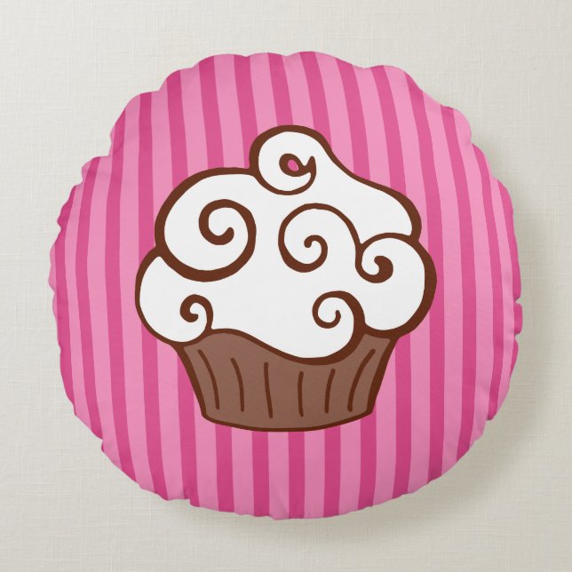 Round Cupcake Pillow Rond Kussen (Voorkant)