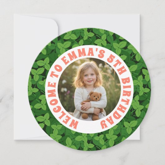Round Custom Photo & Leaf Birthday Invitation (Devant)