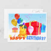 Round Dog Birthday Briefkaart (Voorkant / Achterkant)