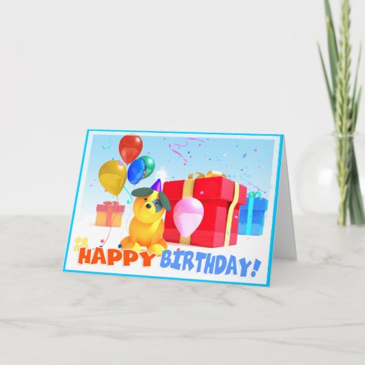 Round Dog Birthday-kaart Kaart (Voorkant)
