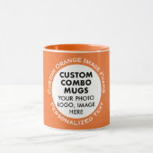 Round Frame Photo + Text Orange Custom Combo Mok (Midden)