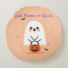 Round Ghost Halloween Pillow - tekst Rond Kussen