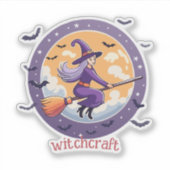 Round Halloween Witch Sticker (Voorkant)
