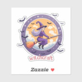 Round Halloween Witch Sticker (Vel)