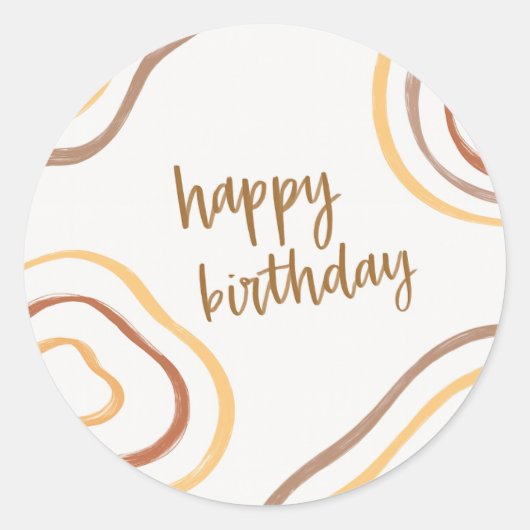 Round Happy Birthday Sticker – Minimalist Abstract (Devant)
