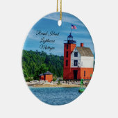Round Island Lighthouse Keramisch Ornament (Rechts)