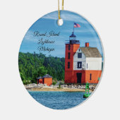 Round Island Lighthouse Keramisch Ornament (Links)