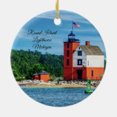 Round Island Lighthouse Keramisch Ornament (Achterkant)