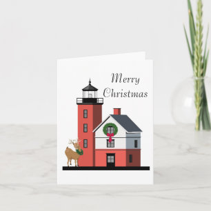 Round Island Vuurtoren Kerst Kaart