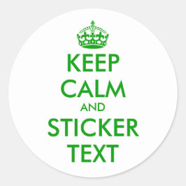 Round Keep Calm Stickers in green | personalizable