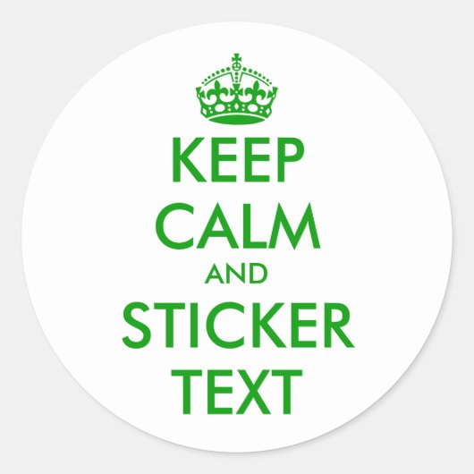 Round Keep Calm Stickers in green | personnalizabl (Devant)