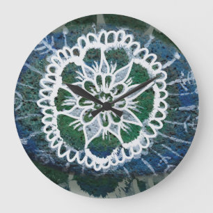 Round (Large) Wall Clock Blue Mandala Edelweiss Grote Klok