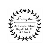 Round Laurel Wreath Familie retouradres Rubberstempel (Afrduk)