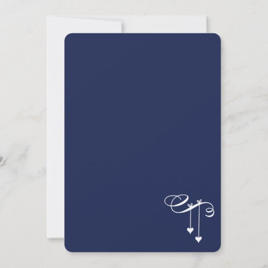 Round Marine Blue Wedding Invitations Coeurs (Dos)