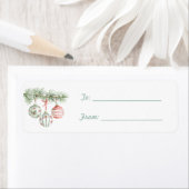 Round Mint Red White Ornaments Christmas Etiket (Insitu)