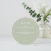 Round Modern Simple Sage Green Mariage Menu (Debout devant)