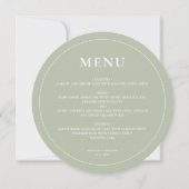 Round Modern Simple Sage Green Mariage Menu (Devant)