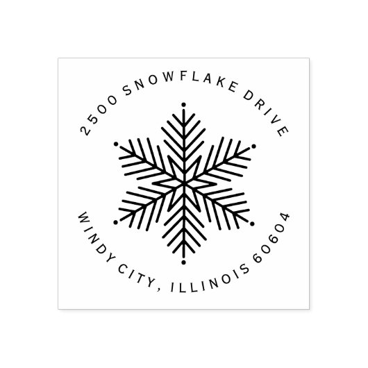 Round Modern Winter Snowflake Holiday Rubberstempel (Afrduk)