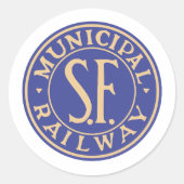 Round Muni Blue and Gold design Sticker (Devant)