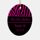 Round Ornament Hot Pink Black Zebra Sweet 16 (Rechts)