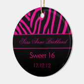 Round Ornament Hot Pink Black Zebra Sweet 16 (Links)