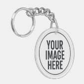 Round Photo Upload Keychain With Metal Ring (Voorkant Links)