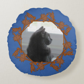 Round Pillow - Frame of Leaves in Circle Rond Kussen