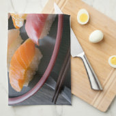 Round Plate Sushi Art Theedoek (Quarter Fold)