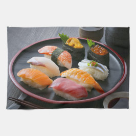 Round Plate Sushi Art Theedoek