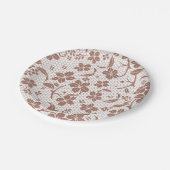Round plate with a brown floral pattern papieren bordje (Gekanteld)