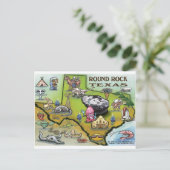 Round Rock Texas Cartoon Map Briefkaart (Staand voorkant)