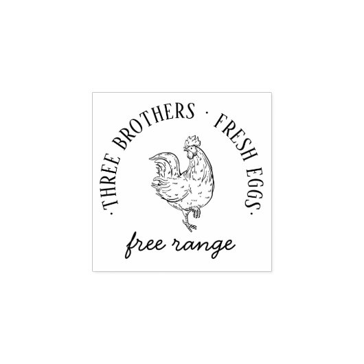 Round Rustic Custom Farm Name | Information Egg  Rubberstempel (Afrduk)