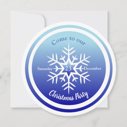Round Scandi Snowflake over blauwe uitnodiging (Voorkant)