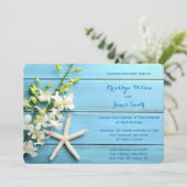 Round Starfish Beach Mariage Invitations Orchidée (Debout devant)