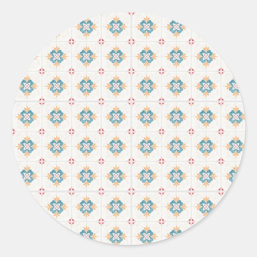 Round sticker with intricate blue and yellow (Devant)