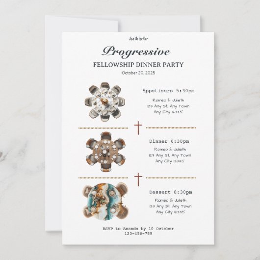 Round Table Progressive Dinner Invitation (Devant)