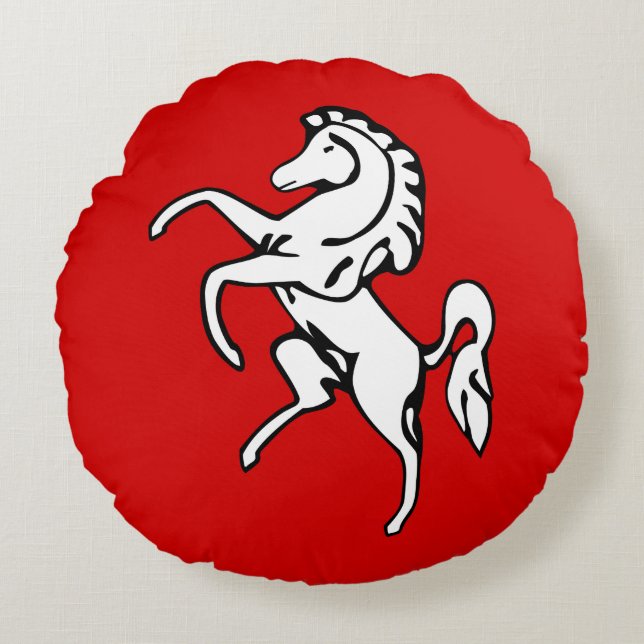 Round Throw Pillow with flag of Kent County Rond Kussen (Voorkant)